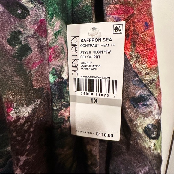 NEW Karen Kane Multicolor Artistic Blouse - Picture 6 of 9